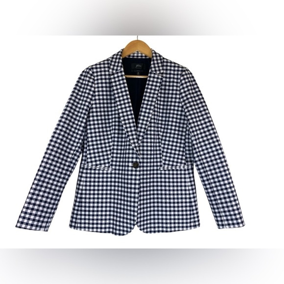 J.Crew Parke Blazer Gingham Bi-Stretch Cotton Blend Women’s Size 10 NWOT - Picture 2 of 11